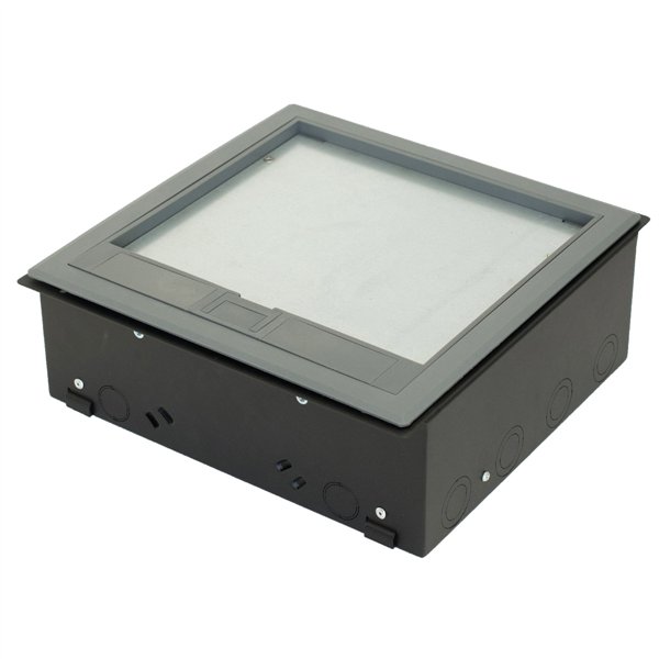 Floor Box 4 x Standard Outlet Provisions Stainless Steel Recessed Lid (Soft Close)