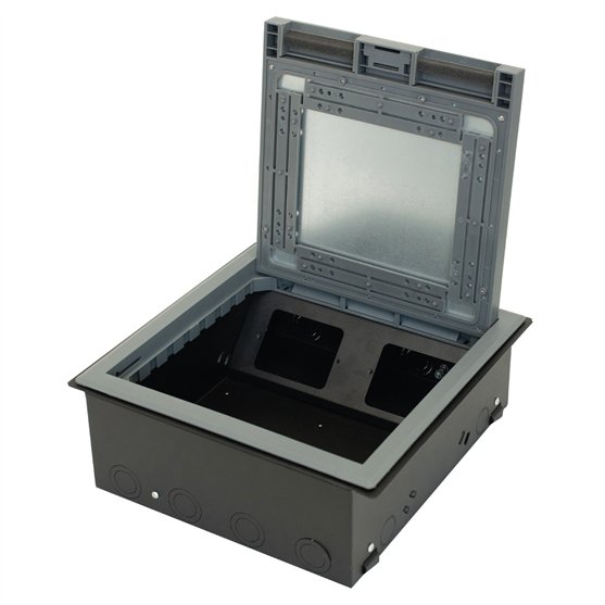 Floor Box 4 x Standard Outlet Provisions Stainless Steel Recessed Lid (Soft Close)