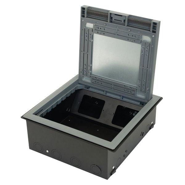 Floor Box 4 x Standard Outlet Provisions Stainless Steel Recessed Lid (Soft Close)