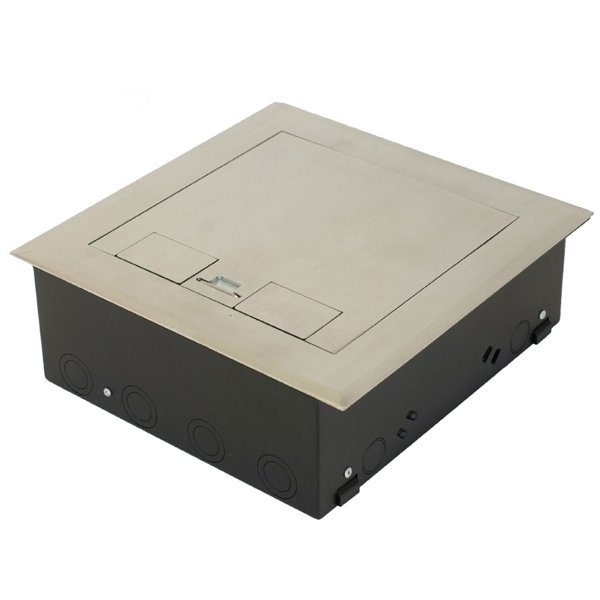 Floor Box 4 x Standard Outlet Provisions Stainless Steel Flush Lid (Soft Close)