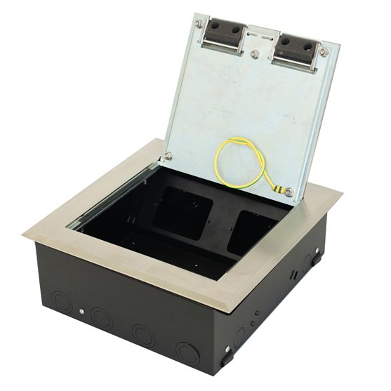 Floor Box 4 x Standard Outlet Provisions Heavy Duty Stainless Steel Flush Lid (Soft Close)