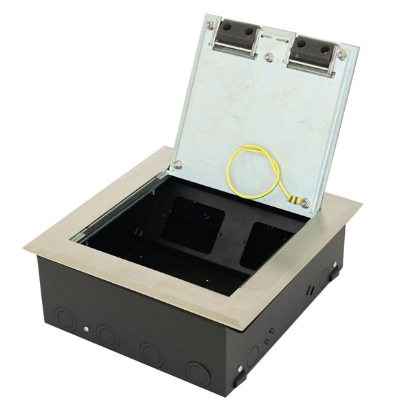 Floor Box 4 x Standard Outlet Provisions Heavy Duty Stainless Steel Flush Lid (Soft Close)