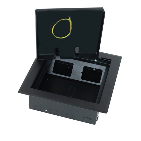 Floor Box 4 x Standard Outlet Provisions Stainless Steel Flush Lid (Soft Close)