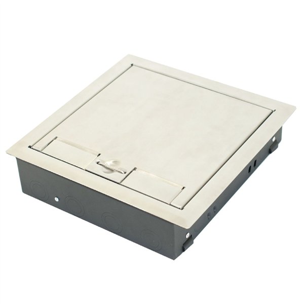Floor Box 4 x Auto Swiched Power Outlets + Data Provisions Stainless Steel Heavy Duty Flush Lid (Soft Close)
