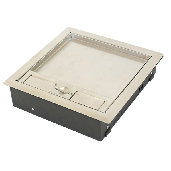Floor Box 4 x Auto Swiched Power Outlets 8 x Keystone Data Provisions Stainless Steel Flush Lid 