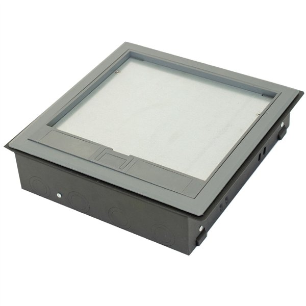Floor Box 4 x Auto Swiched Power Outlets 8 x Keystone Data Provisions Stainless Steel Recess Lid 