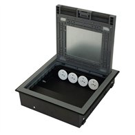 Floor Box 4 x Auto Swiched Power Outlets 8 x Keystone Data Provisions Stainless Steel Recess Lid 