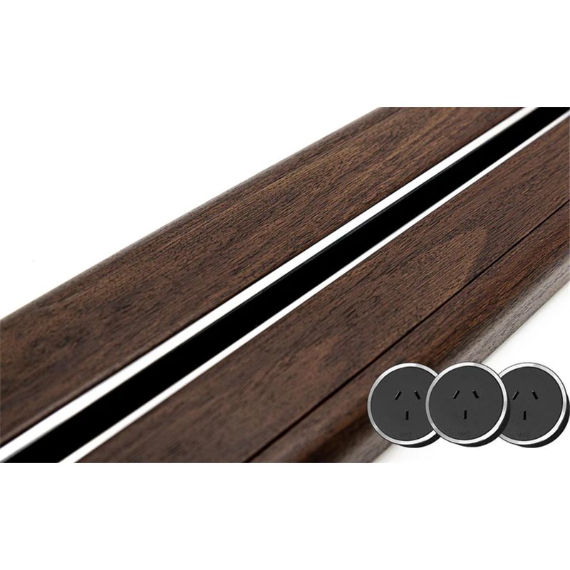 1m Length - Tipuana Rosewood Track Bundle - Line8 Power Socket Black/Chrome 