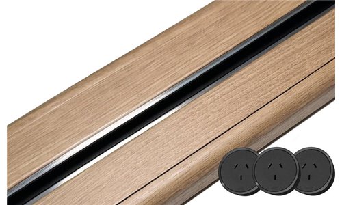 80cm Length - Rovasco Chestnut Track Bundle - Line8 Power Socket Black/Chrome 