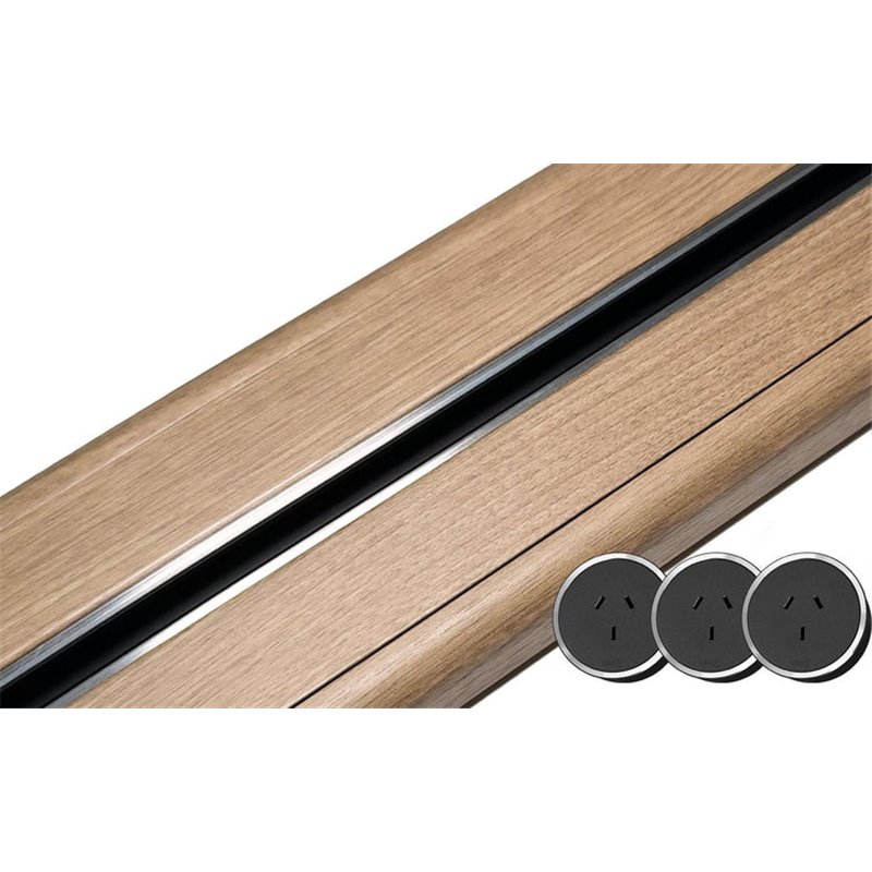 80cm Length - Rovasco Chestnut Track  Bundle - Line8 Power Socket Black