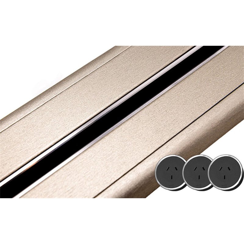 80cm Length - Champagne Gold Track  Bundle - Line8 Power Socket Black