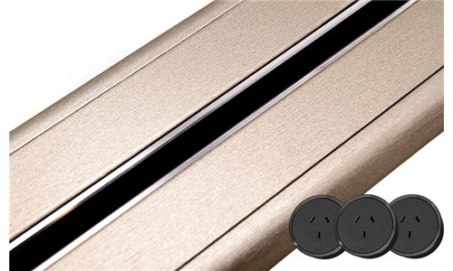 80cm Length - Champagne Gold Track Bundle - Line8 Power Socket Black/Chrome 