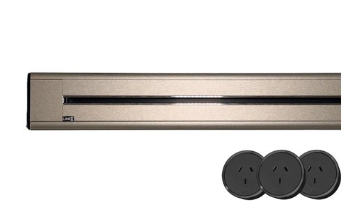 80cm Length - Champagne Gold Track Bundle - Line8 Power Socket Black/Chrome 