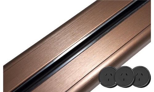 80cm Length - Bronze Track Bundle - Line8 Power Socket Black/Chrome 