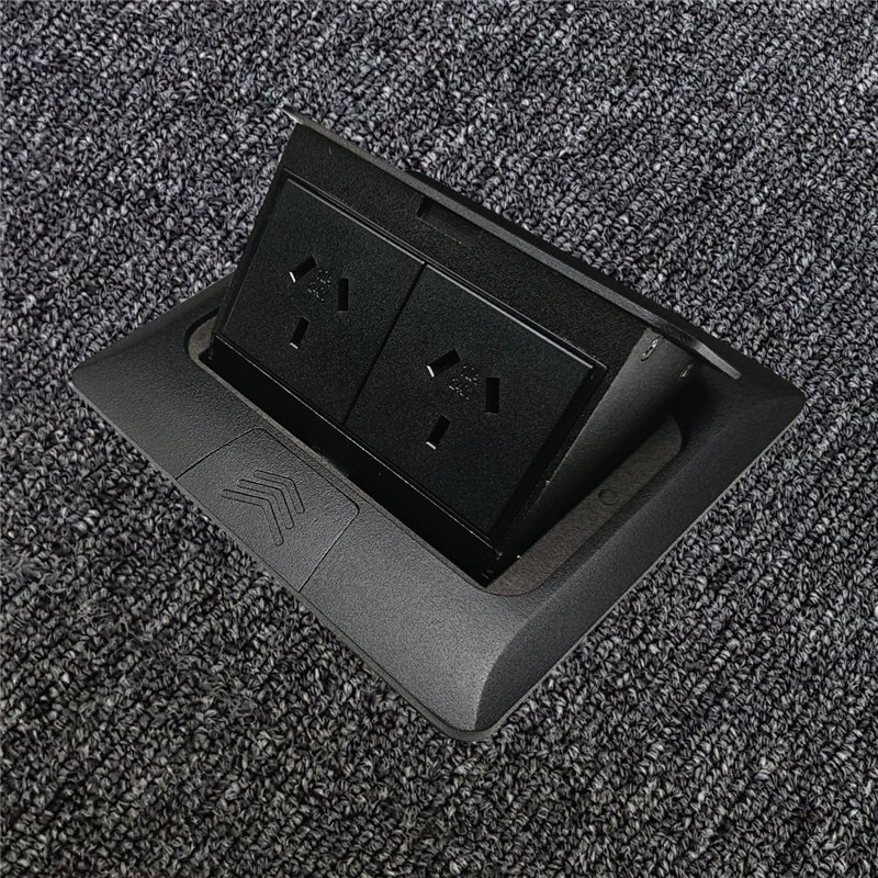 IP44 Rated Aluminium Flush Lidded Pop Up Outlet Box 2 x Power