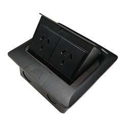 IP44 Rated Aluminium Flush Lidded Pop Up Outlet Box 2 x Power