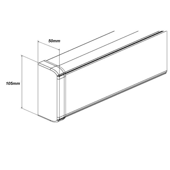 50x105mm PVC Skirting Duct – White | Blank End Cap | Cableaway