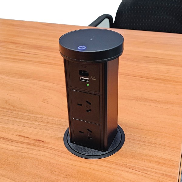 Motorised Pop-Up Outlet - Black | GPO+USB+Wireless | Cableaway