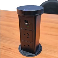 Motorised Pop-Up Outlet - Black | GPO+USB+Wireless | Cableaway