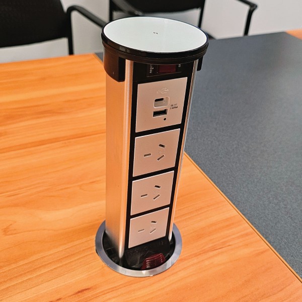 Recessed Pop-Up Outlet - White/Chrome | GPO+Wireless | Cableaway
