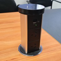 Motorised Slim Pop-Up Outlet - Silver | GPO+USB | Cableaway