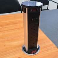 Recessed Pop-Up Outlet - Silver | 3 GPO + Wireless Charge | Cableaway