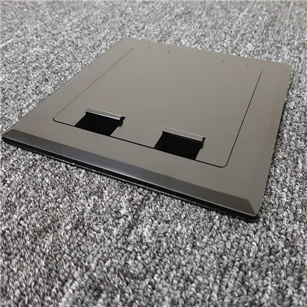 Floor Outlet Box 2 Power Stainless Steel Black Flush 145 Series