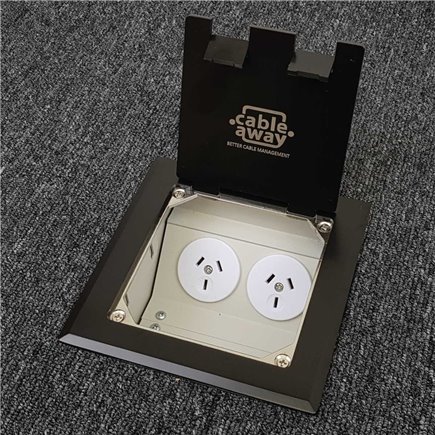 Floor Outlet Box 2 Power Stainless Steel Black Flush 145 Series