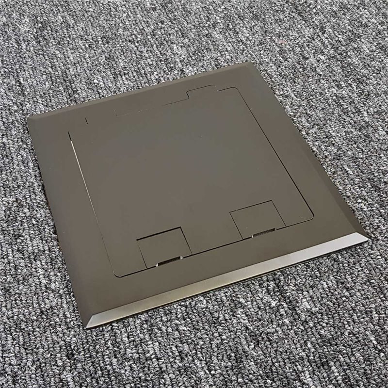 Floor Outlet Box 2 Power Stainless Steel Black Flush 145 Series