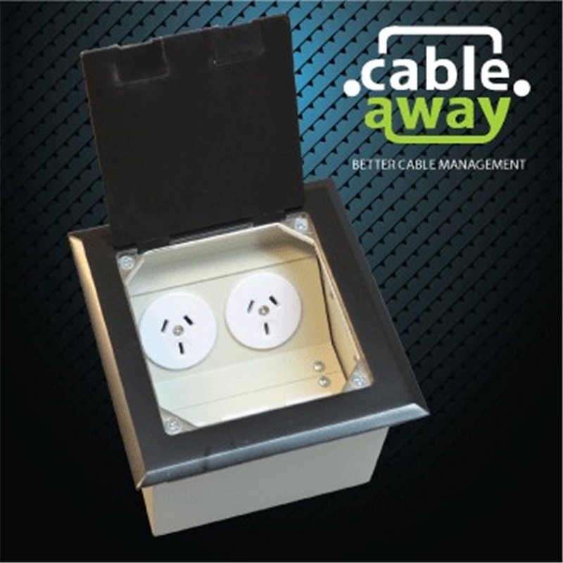 Floor Outlet Box 2 Power Stainless Steel Black Flush 145 Series