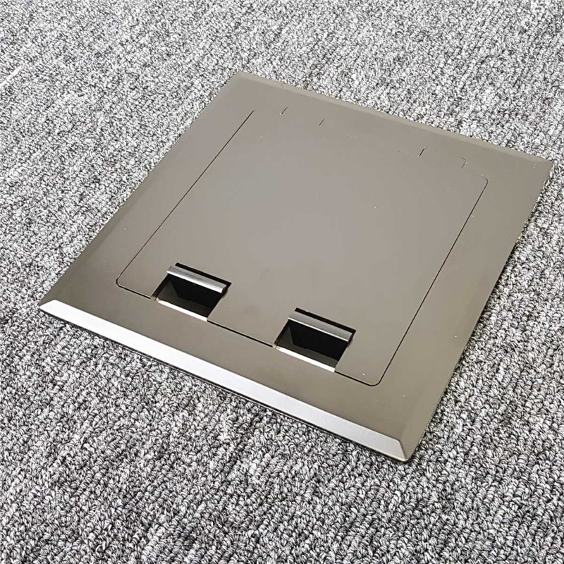 Floor Outlet Box 1 Standard GPO Stainless Steel Black Flush 145 Series