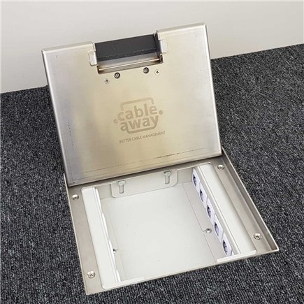 4 Power 4 Data Shallow Stainless Steel 14mm Recesses Floor Outlet Box