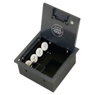 Floor Box 4 x Auto Switched Power Outlets + Data Provisions Plastic Recess Lid