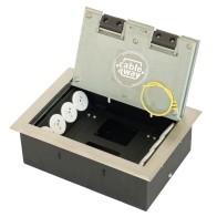 Floor Box 8 x Auto Swiched Power Outlets + Data Provisions Stainless Steel Heavy Duty Flush Lid (Soft Close)