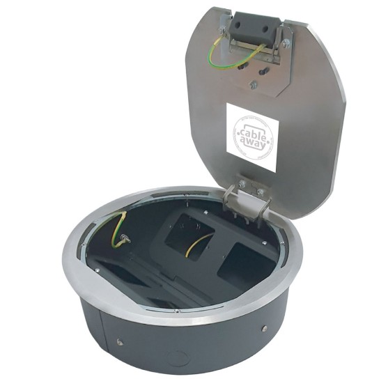Floor Box 4 x Standard Outlet Provisions Round Stainless Steel Flush Lid (Soft Close)