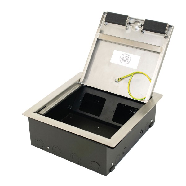 Floor Box 4 x Standard Outlet Provisions Round Stainless Steel Flush Lid (Soft Close)