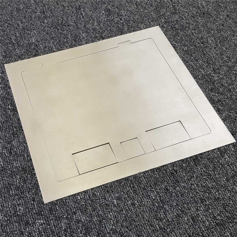 2 Power Stainless Steel Square Edge Flush Floor Outlet Box