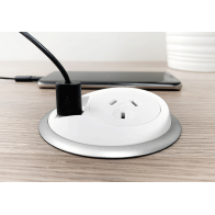 PixelTUF In-Desk Power & USB Charging Outlet (Black) | Cableaway