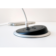 PixelTUF In-Desk Power & USB Charging Outlet (Black) | Cableaway