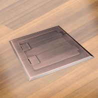 Floor Box with Antique Copper Flush Lid, 2 x Power & 3 x Data