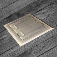 Floor Box with Antique Brass Flush Lid, 2 x Power & 3 x Data