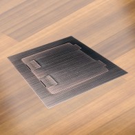 Floor Box with Square Edge Antique Copper Flush Lid, 1 x Double GPO