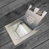 Floor Box with Square Edge Antique Brass Flush Lid, 1 x Double GPO