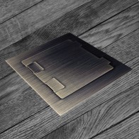 Floor Box with Square Edge Antique Brass Flush Lid, 1 x Double GPO