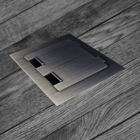 Floor Box with Square Edge Antique Brass Flush Lid, 2 x Power, 3 x Data