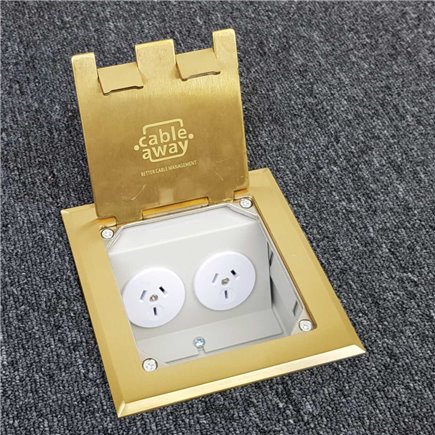 Floor Outlet Box 2 Power Brass Flush 145 Series