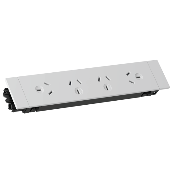 Quad GPO Quick Fit Outlet, Removable Tile (Black) | Cableaway