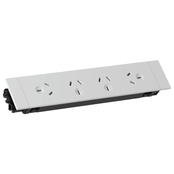 Quad GPO Quick Fit Outlet, Removable Tile (Black) | Cableaway