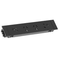Quad GPO Quick Fit Outlet, Removable Tile (Black) | Cableaway