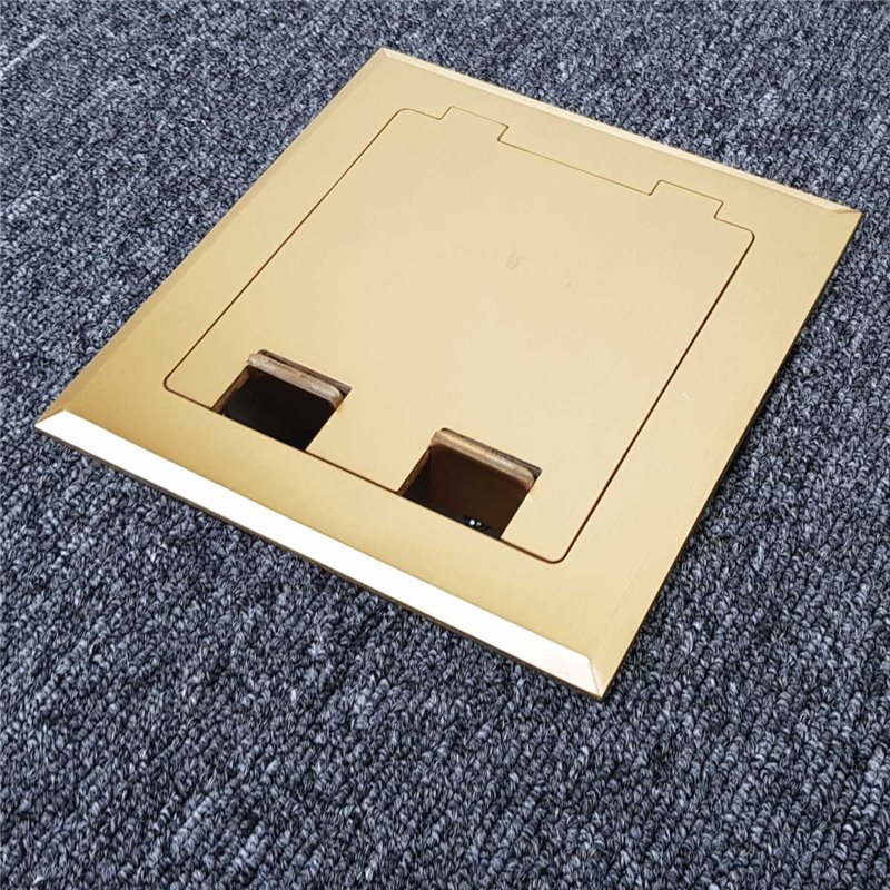 Shallow Floor Outlet Box 2 Power Brass Flush 145 Series